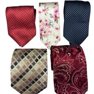 Elegant Men's Tie Set - Red, Floral, Blue, Geometric, Paisley